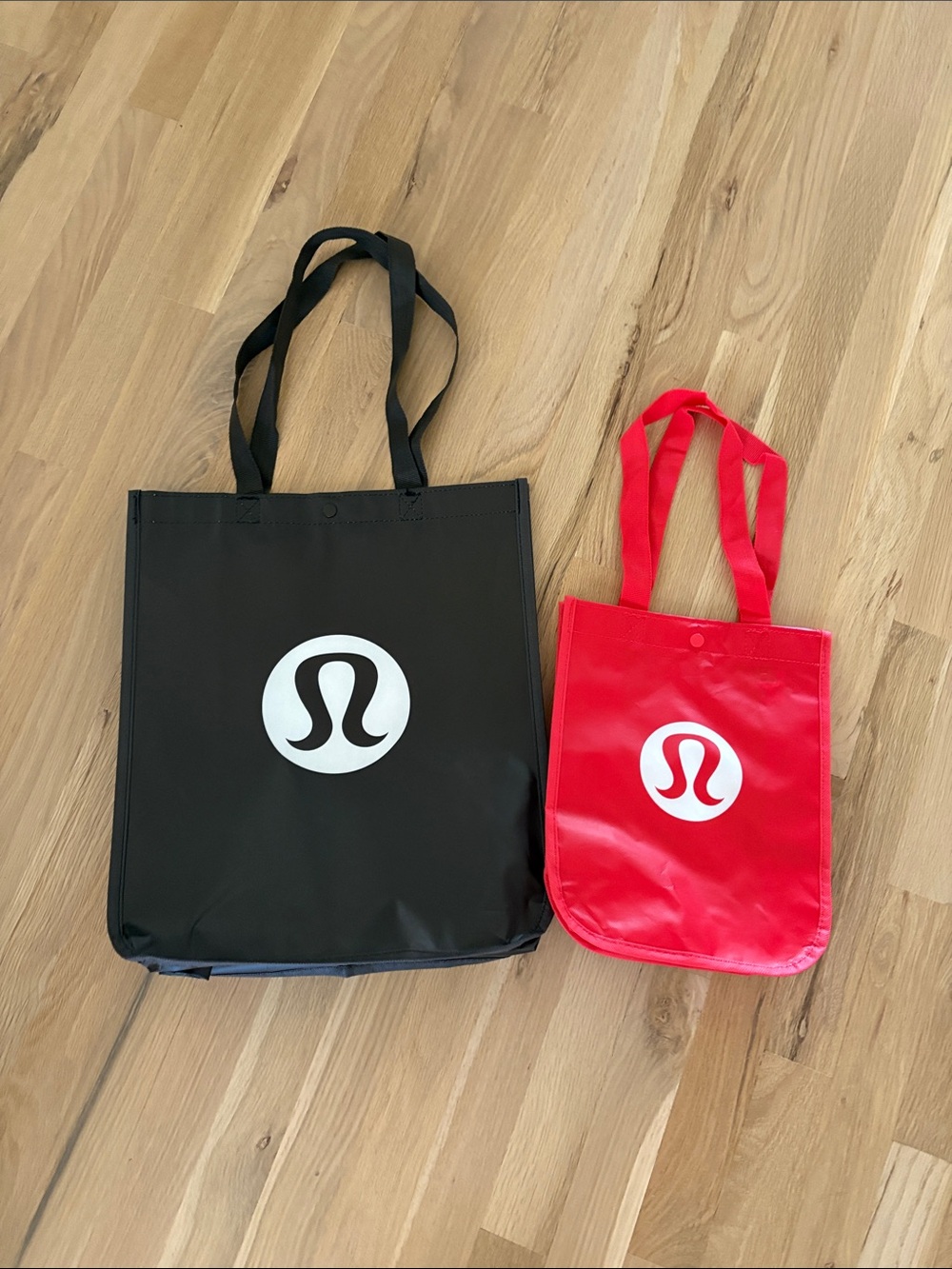 lululemon athletica Black and Red Logo Tote Duo